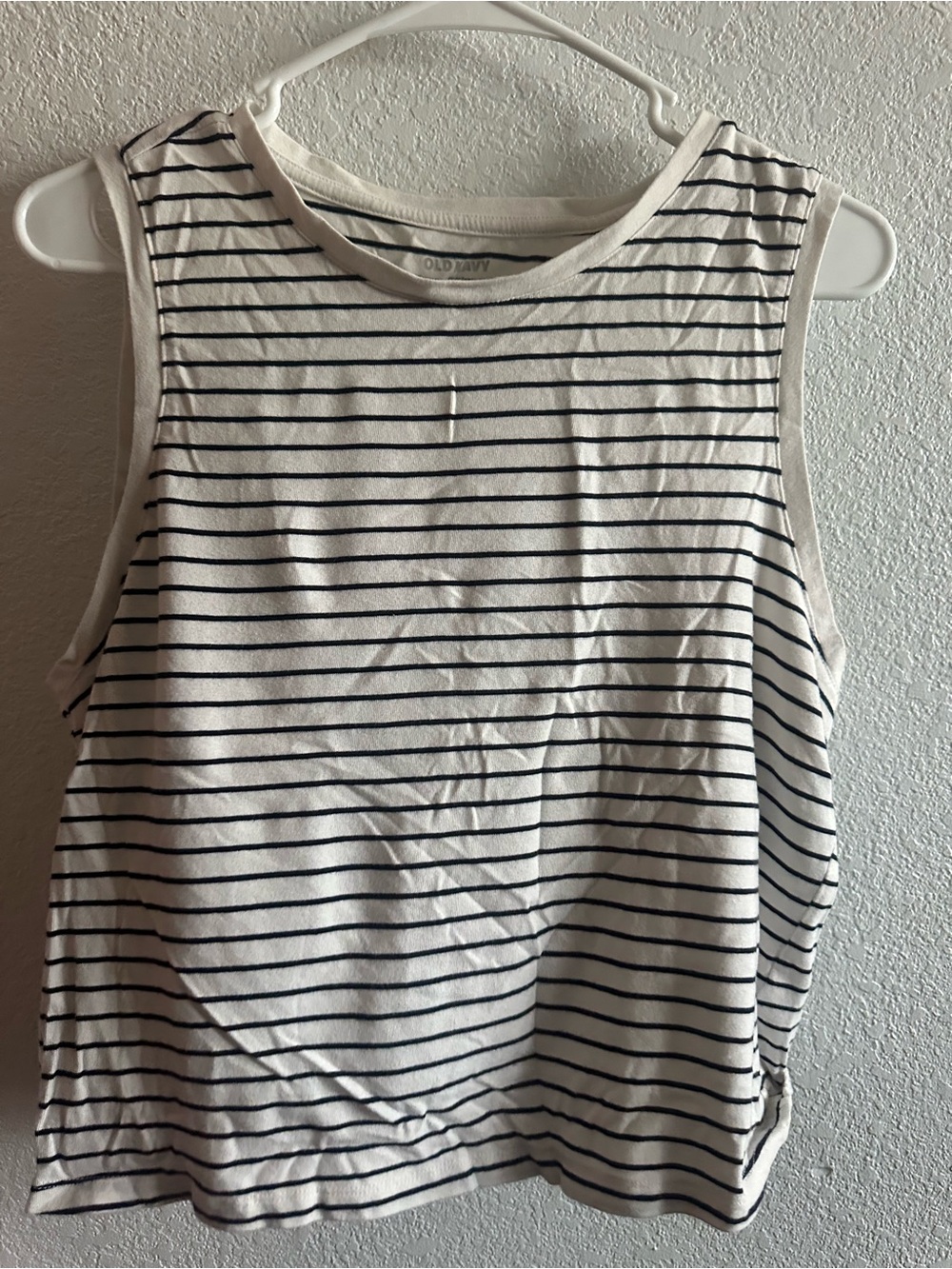 Old Navy White Tank with Black Stripes